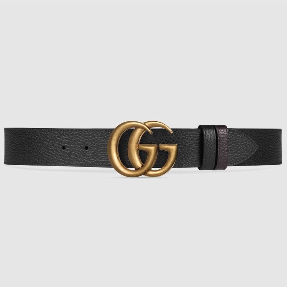Reversible Leather Belt with Double G